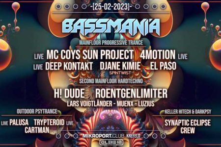 Bassmania in Krefeld: 3 Goafloors plus Hardtechnofloor